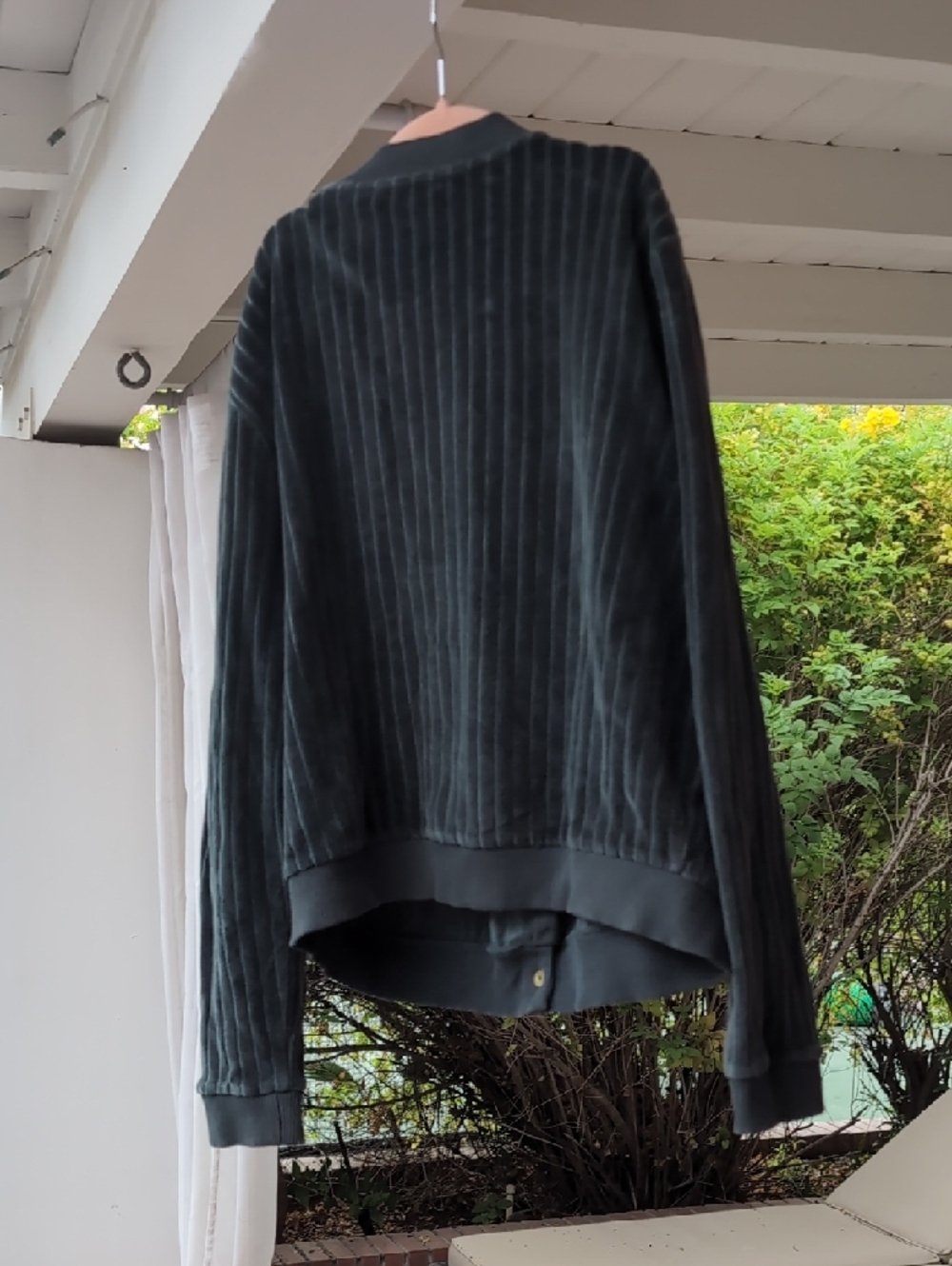 Sezane Dark Green Velvet Button-Front Iris Jacket in Sage 100% Organic Cotton - Picture 14 of 15
